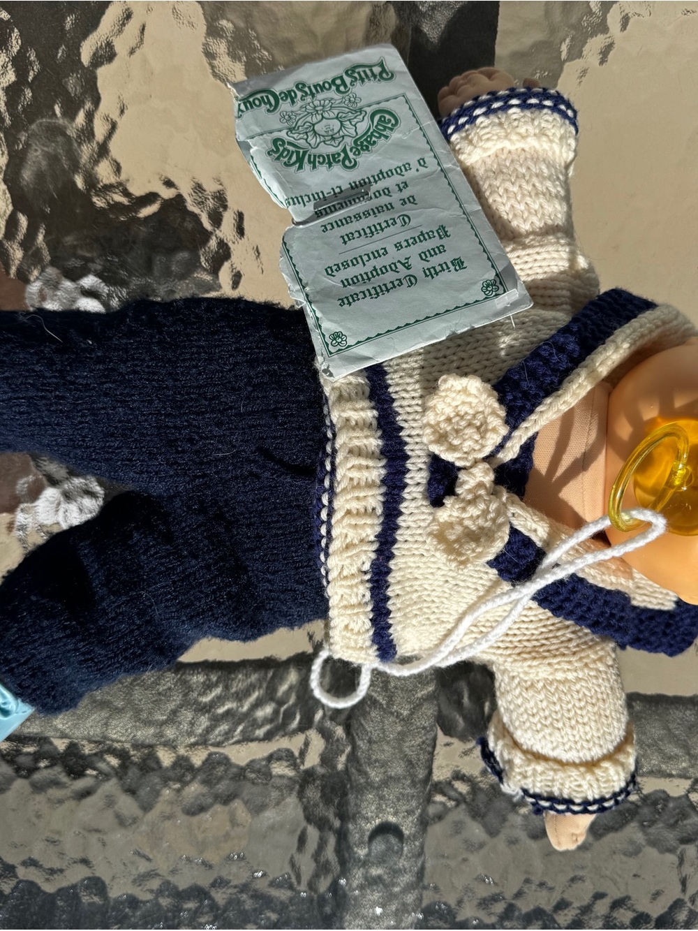Cabbage Patch Kids - Vintage Cream and Navy Baby Sweater with Navy Pants